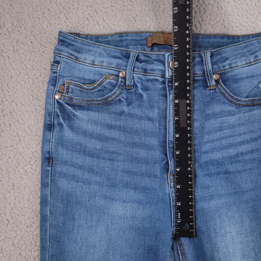 JUDY BLUE Jeans Size 7/28 Skinny Vintage Shield Pockets Raw Hem Blue Denim